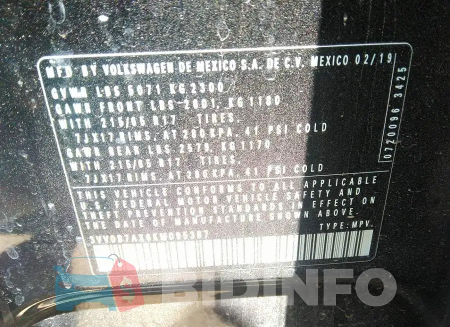 3VV0B7AX6KM095387 Photo# 9