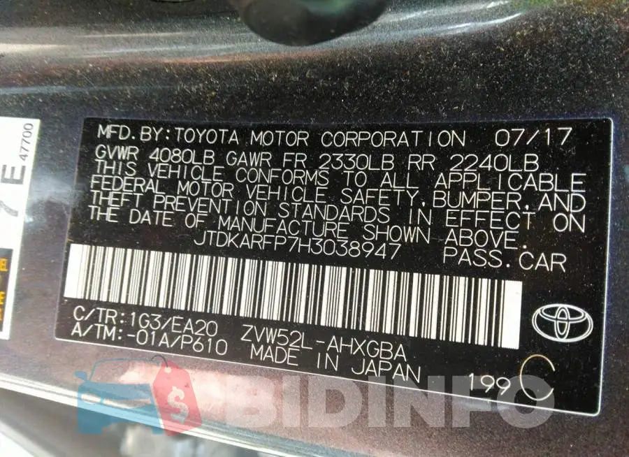 JTDKARFP7H3038947 Photo# 9