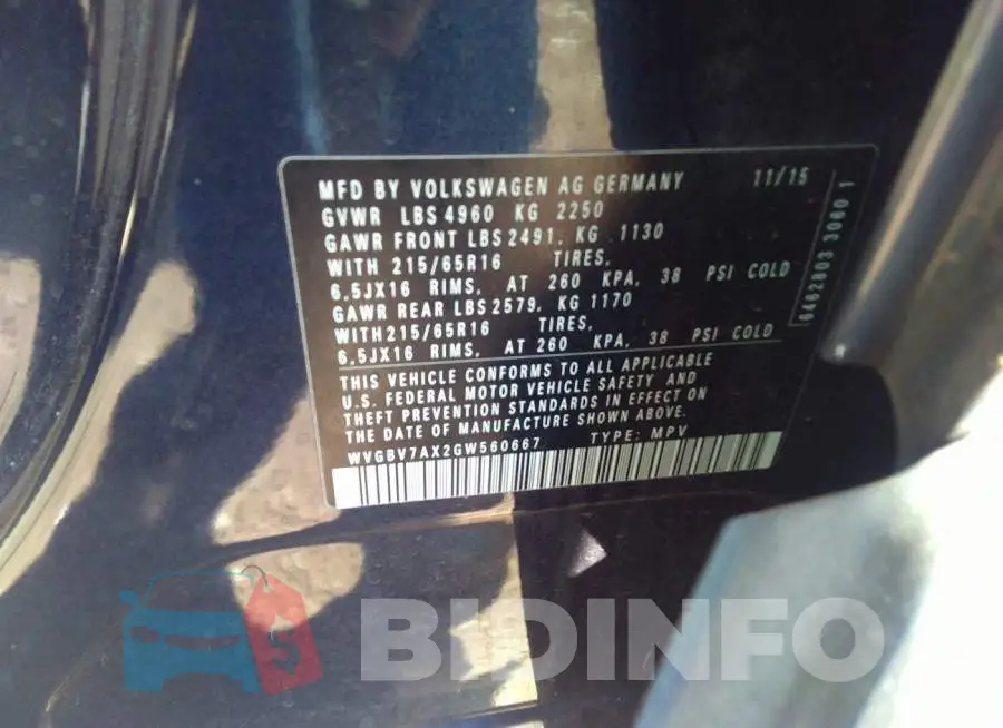 WVGBV7AX2GW560667 Photo# 9