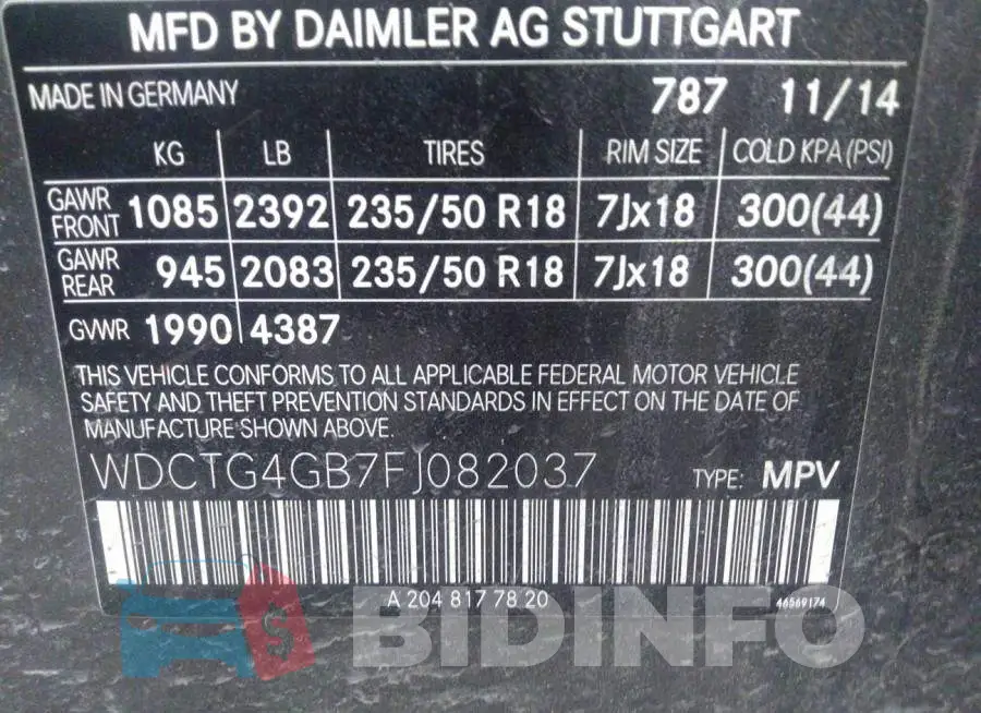 WDCTG4GB7FJ082037 Photo# 9