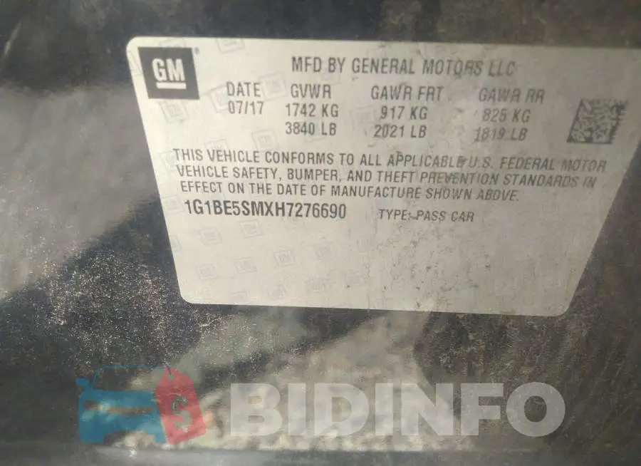 1G1BE5SMXH7276690 Photo# 9