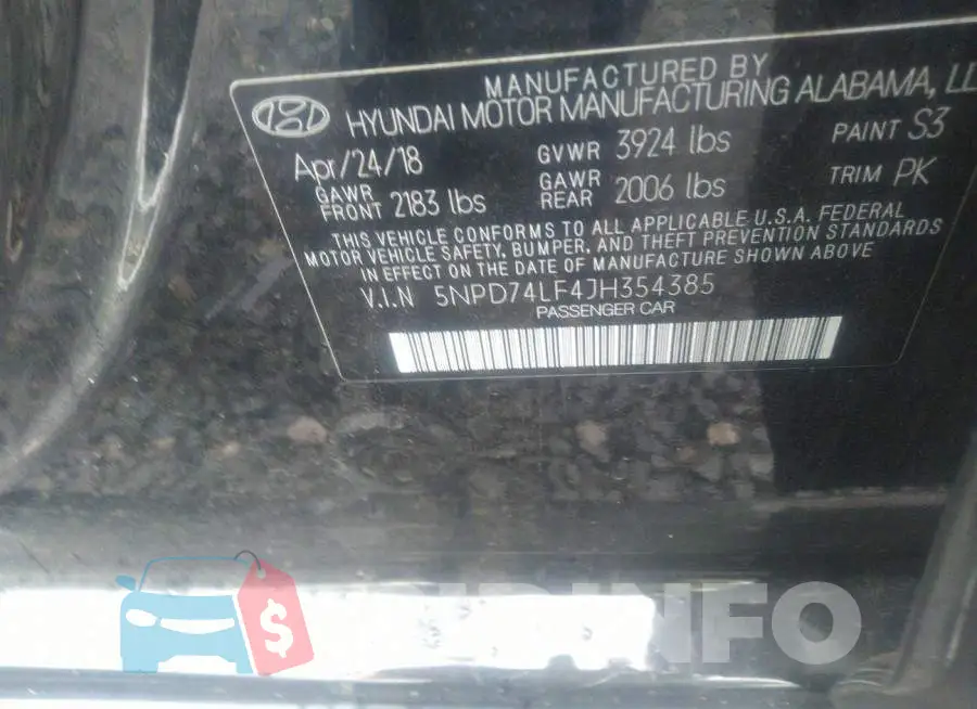 5NPD74LF4JH354385 Photo# 9