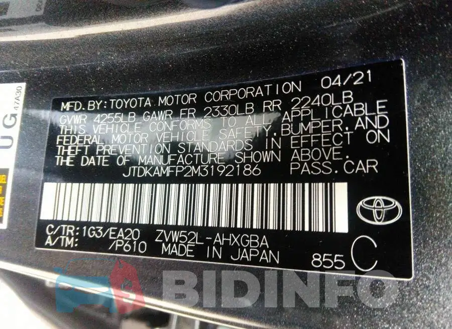 JTDKAMFP2M3192186 Photo# 9