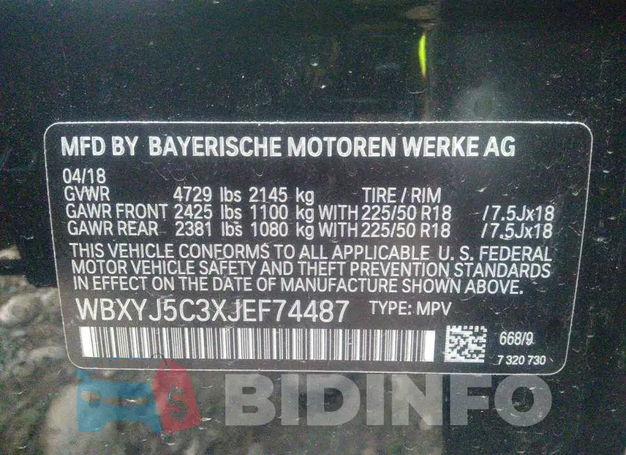WBXYJ5C3XJEF74487 Photo# 9