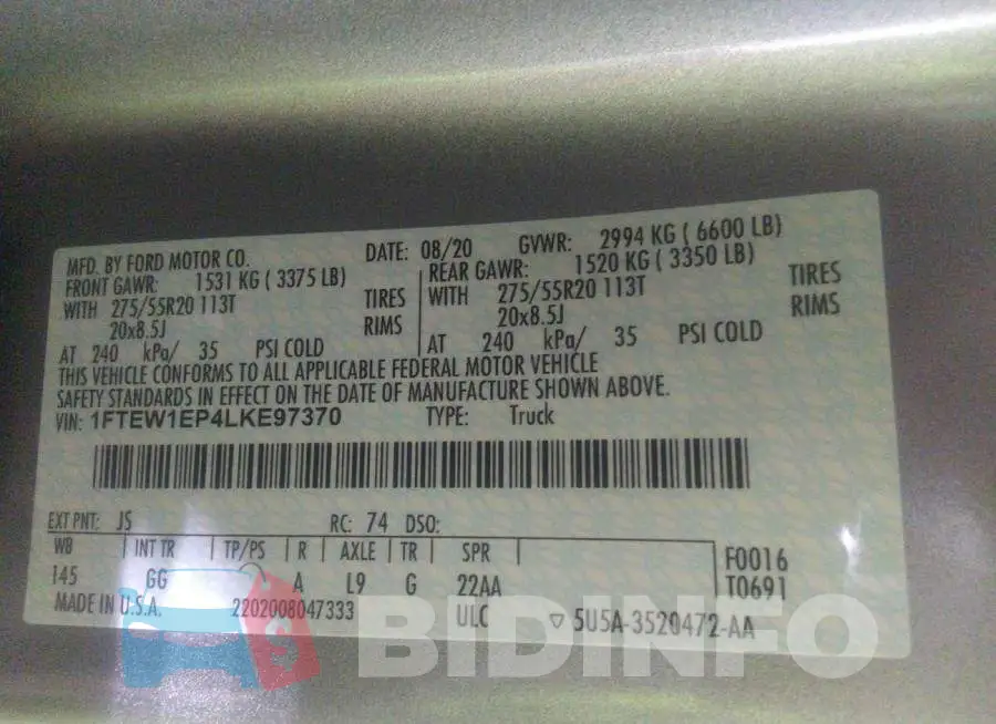 1FTEW1EP4LKE97370 Photo# 9