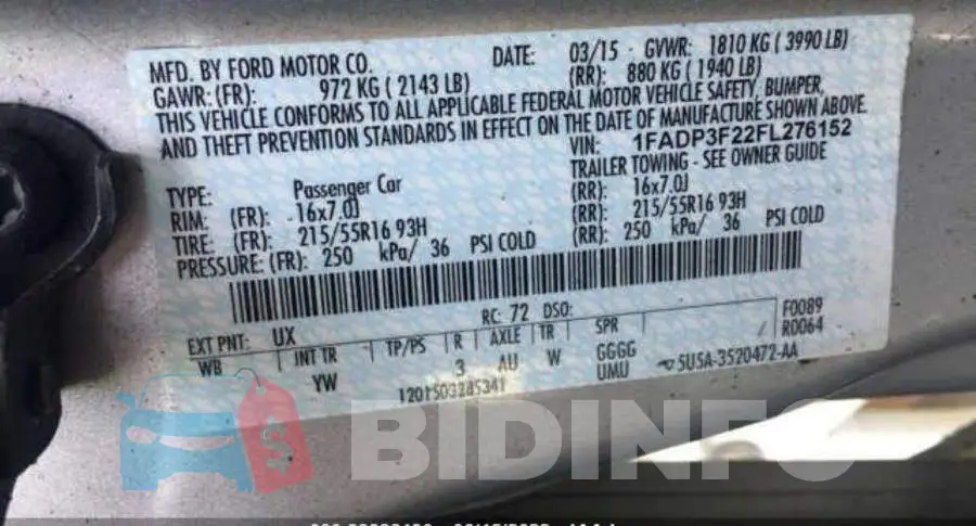 1FADP3F22FL276152 Photo# 9