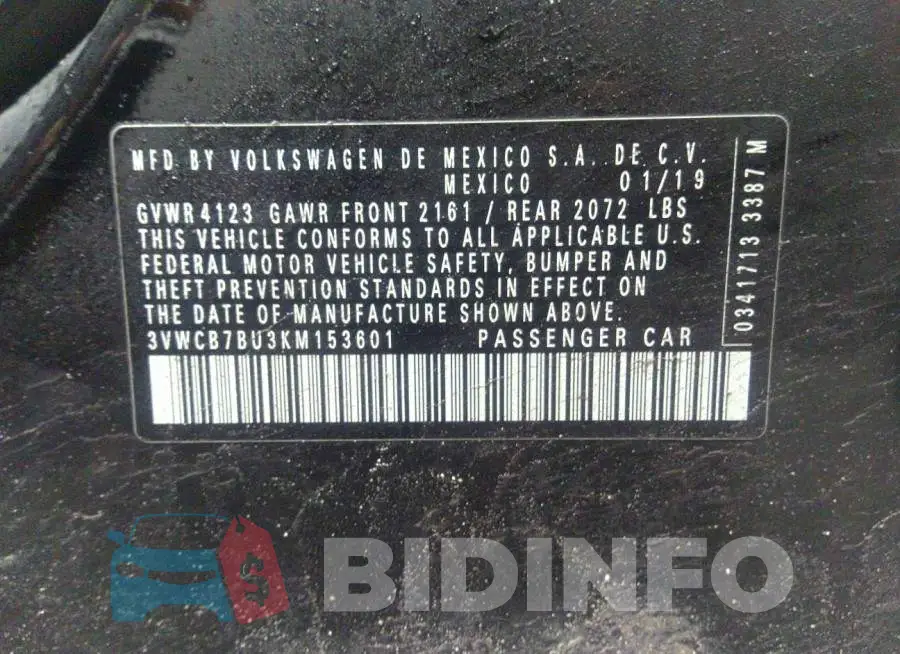 3VWCB7BU3KM153601 Photo# 9