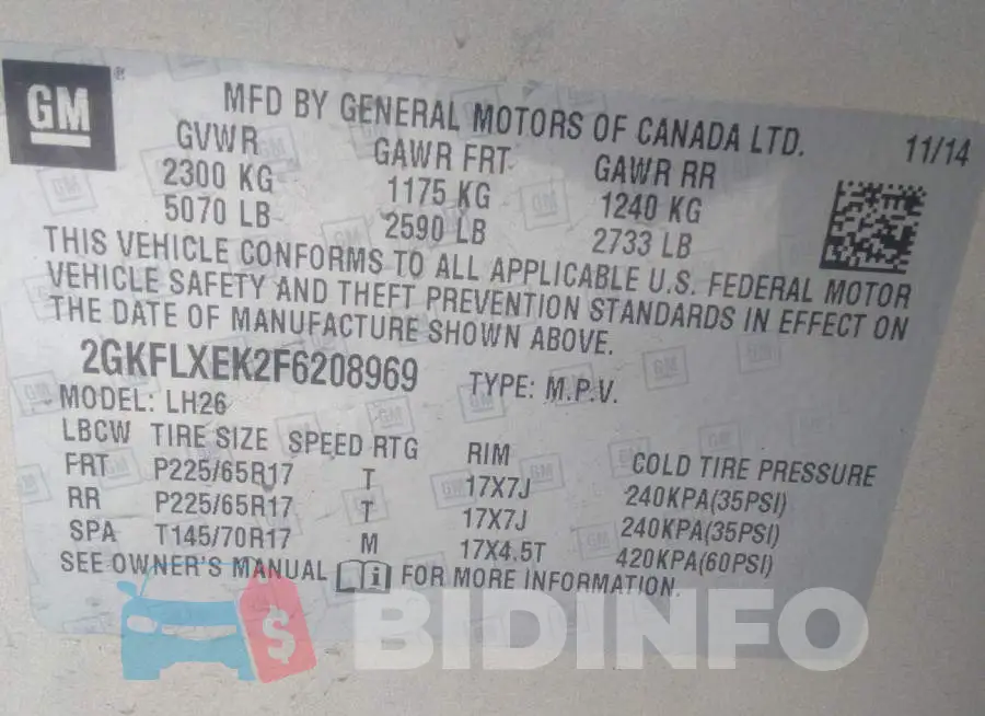 2GKFLXEK2F6208969 Photo# 9