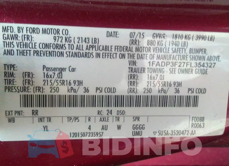 1FADP3F27FL354327 Photo# 9