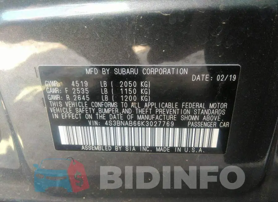 4S3BNAB66K3027769 Photo# 9