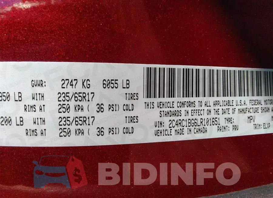 2C4RC1BG6LR101651 Photo# 9