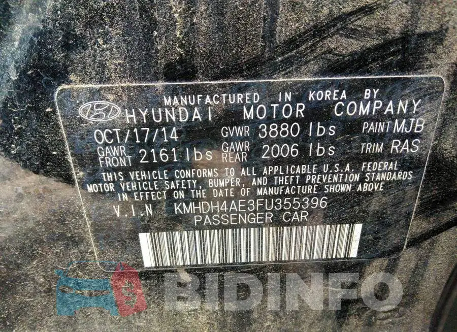 KMHDH4AE3FU355396 Photo# 9