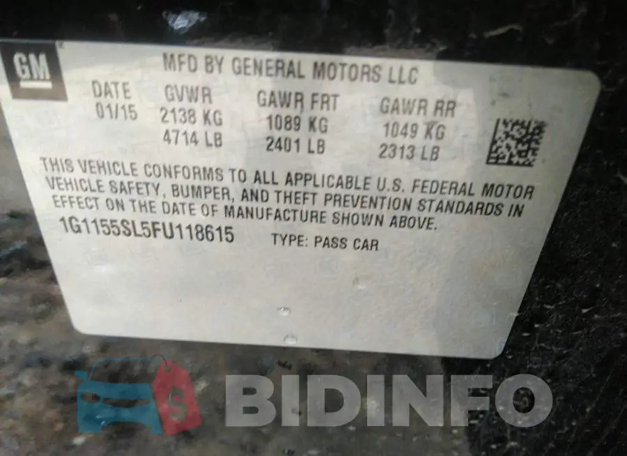 1G1155SL5FU118615 Photo# 9