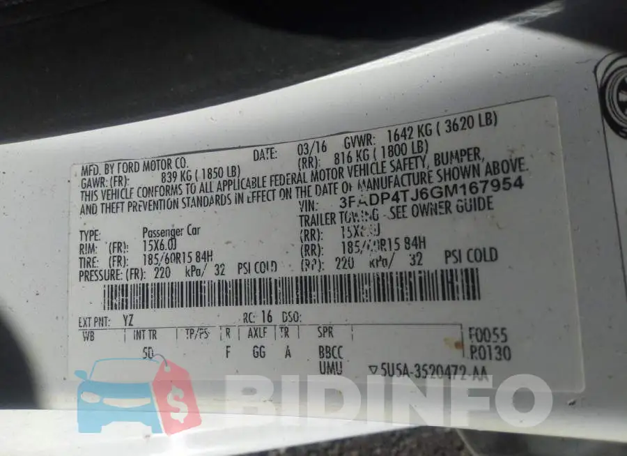 3FADP4TJ6GM167954 Photo# 9