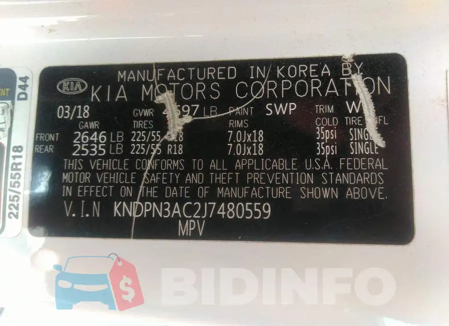 KNDPN3AC2J7480559 Photo# 9