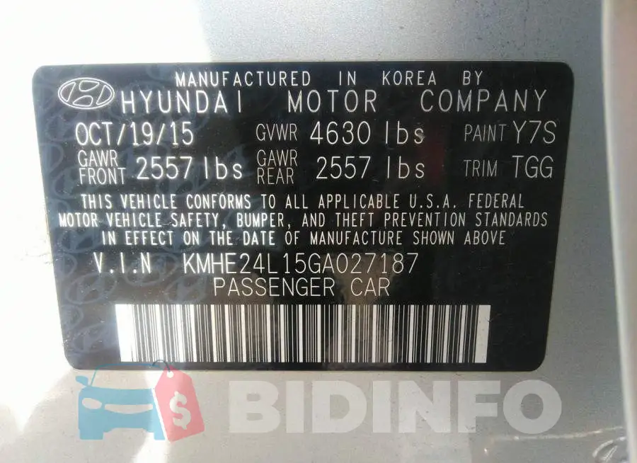 KMHE24L15GA027187 Photo# 9