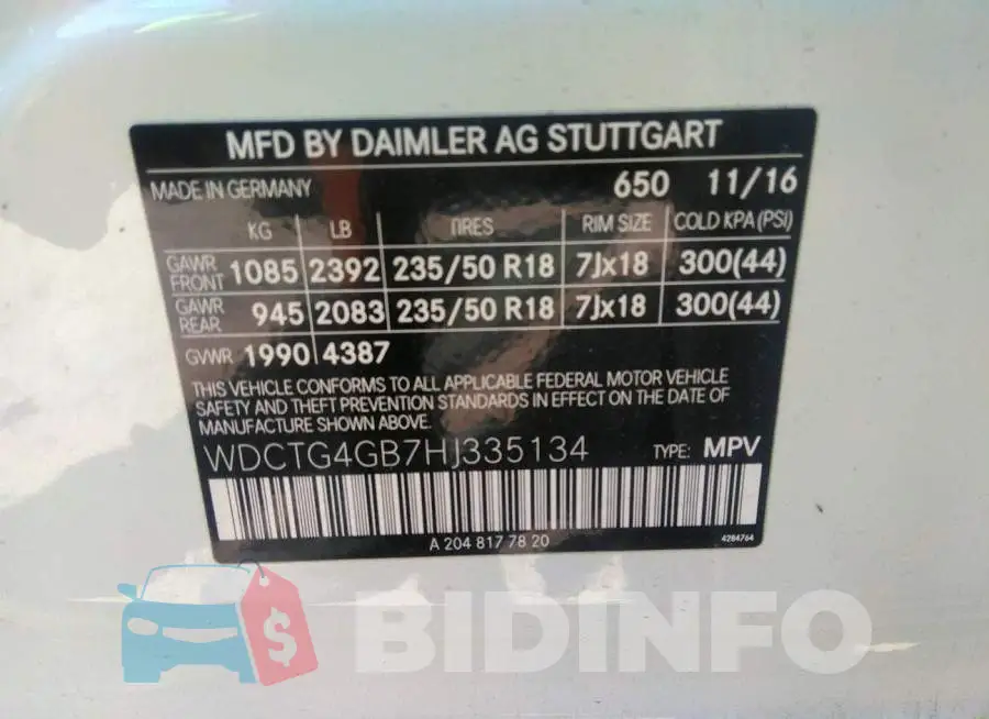 WDCTG4GB7HJ335134 Photo# 9