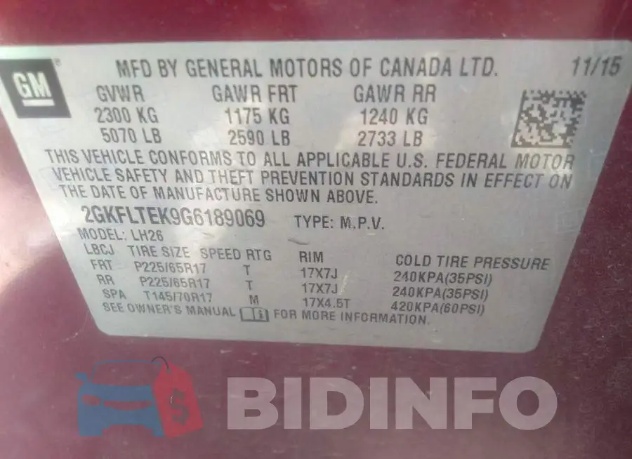 2GKFLTEK9G6189069 Photo# 9