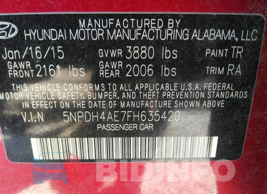 5NPDH4AE7FH635420 Photo# 9