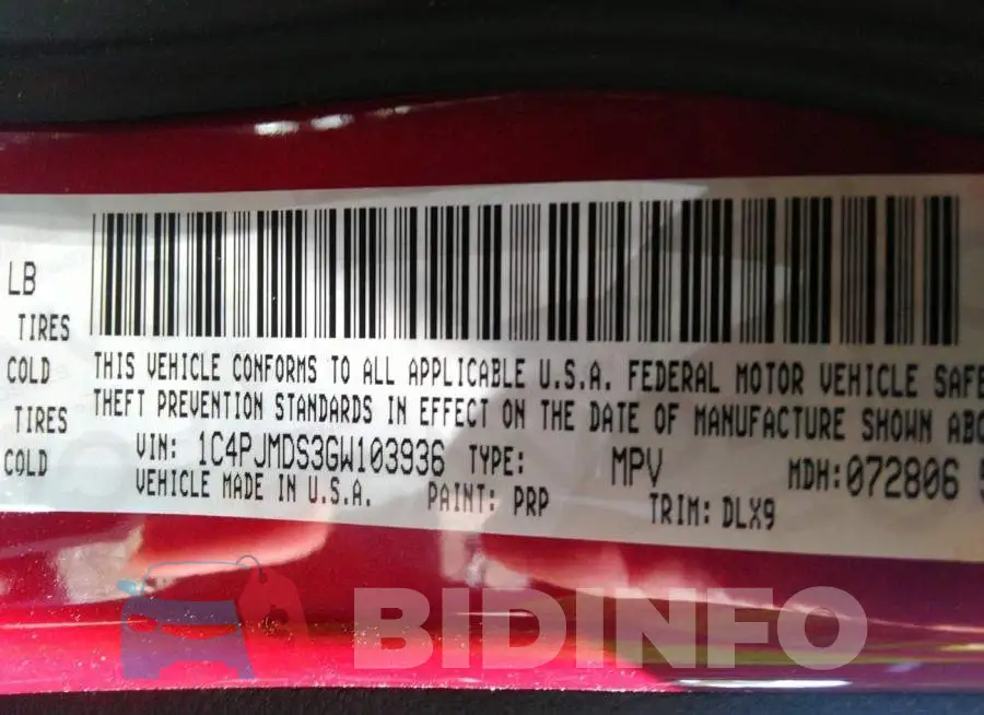 1C4PJMDS3GW103936 Photo# 9