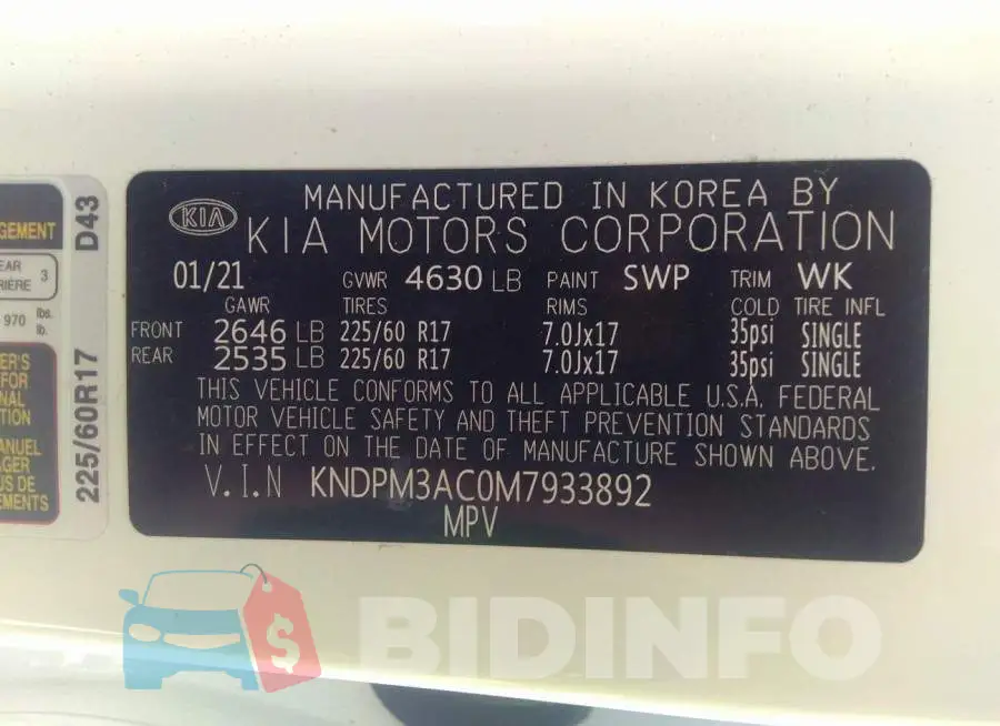 KNDPM3AC0M7933892 Photo# 9