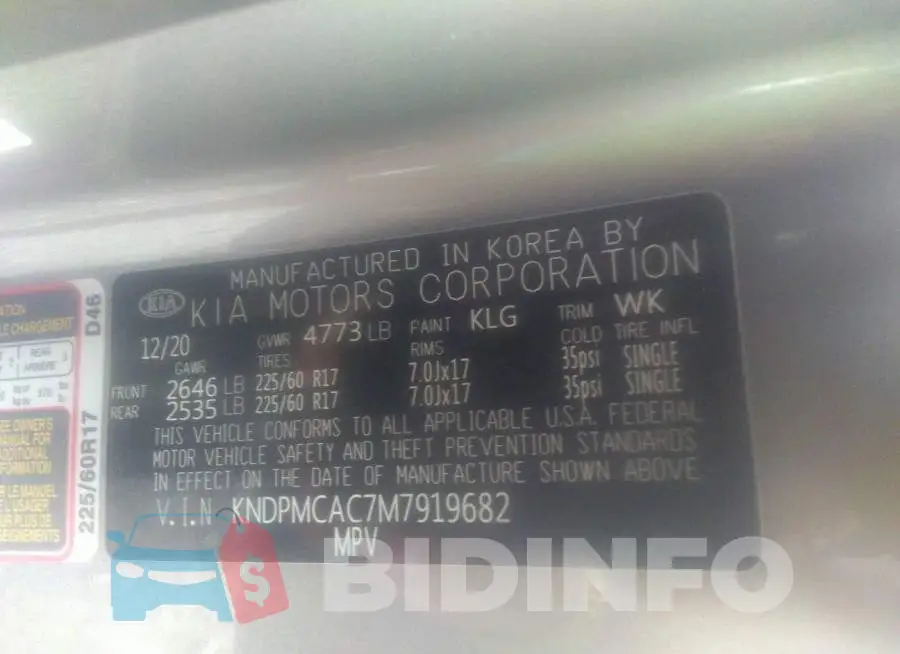 KNDPMCAC7M7919682 Photo# 9