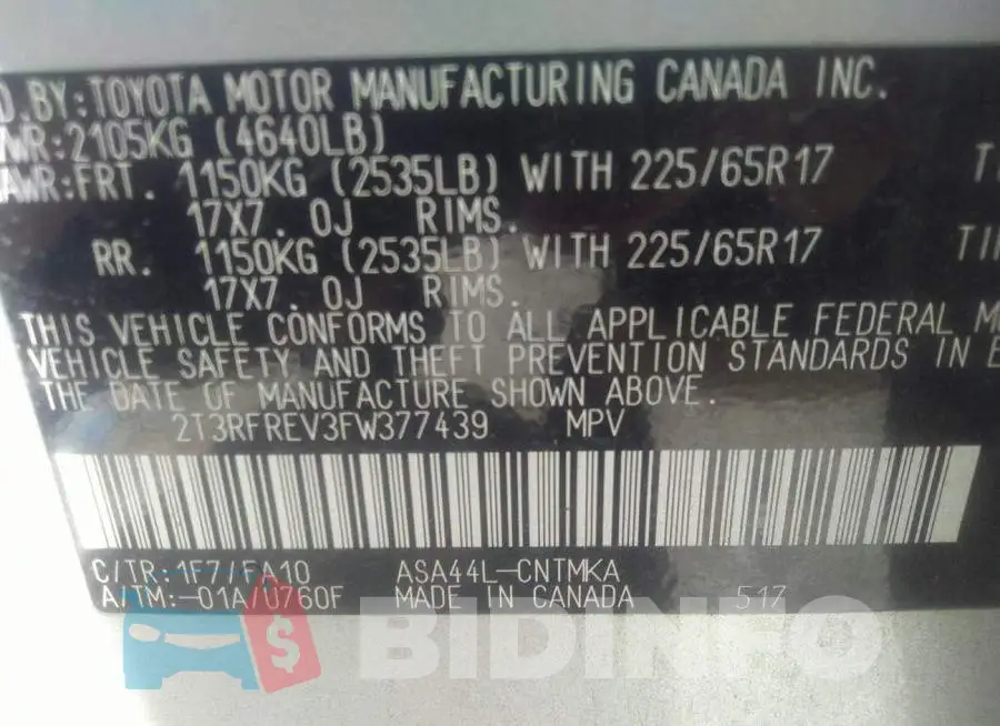 2T3RFREV3FW377439 Photo# 9