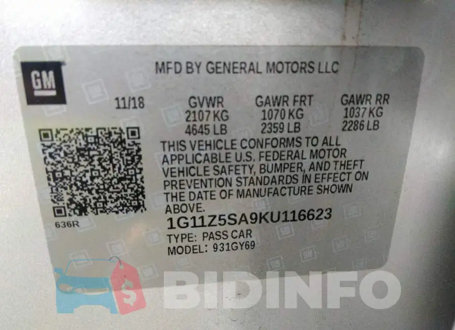 1G11Z5SA9KU116623 Photo# 9