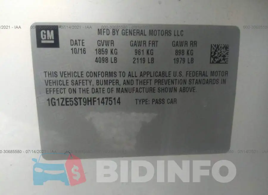 1G1ZE5ST9HF147514 Photo# 9