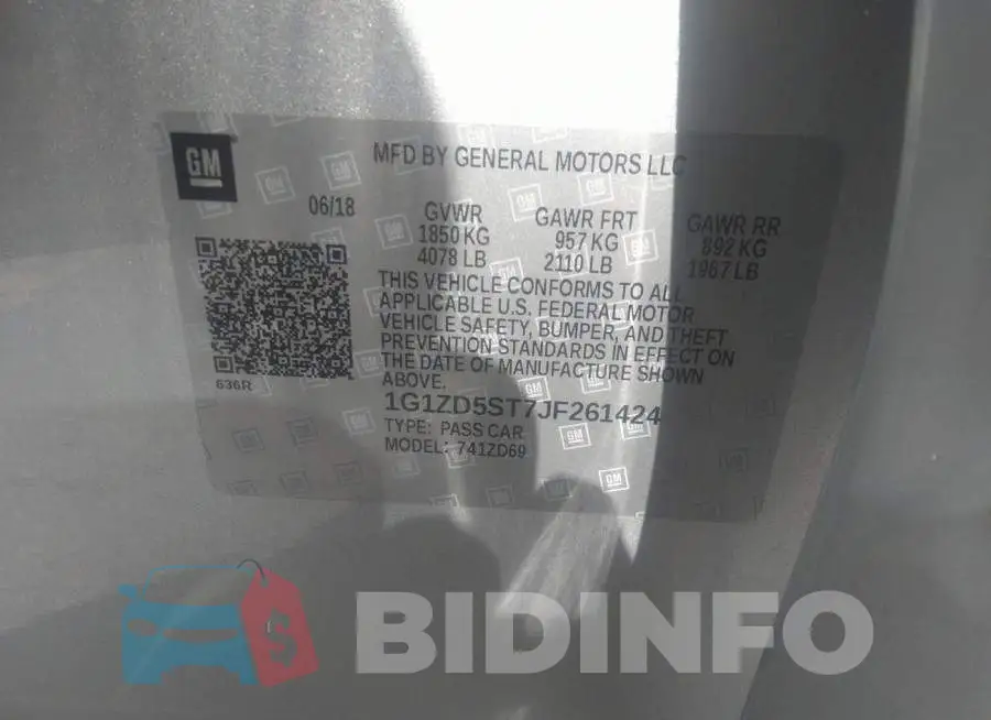 1G1ZD5ST7JF261424 Photo# 9