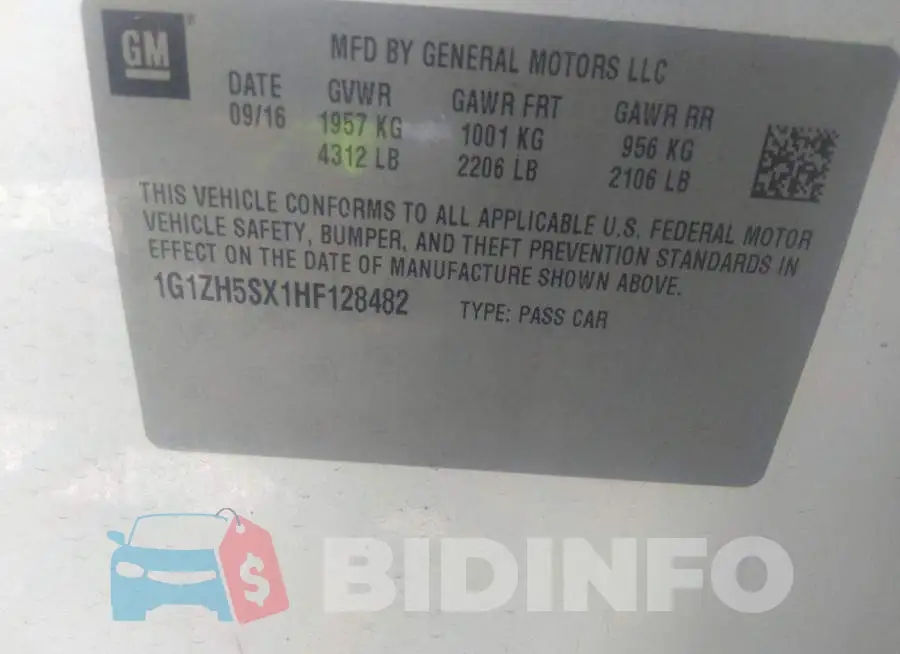 1G1ZH5SX1HF128482 Photo# 9