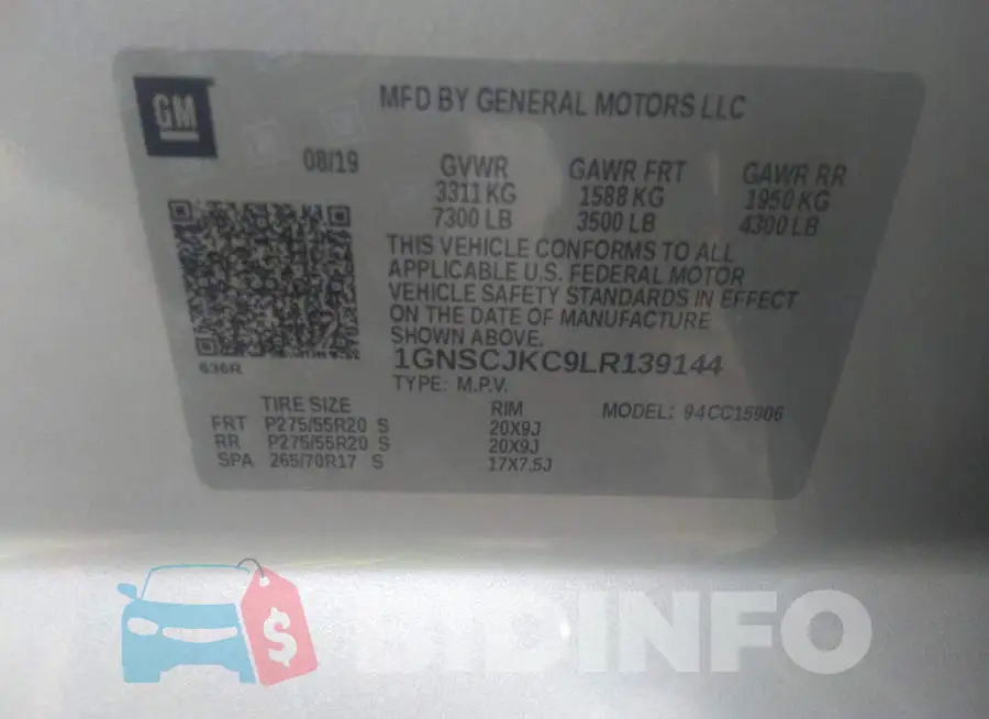1GNSCJKC9LR139144 Photo# 9