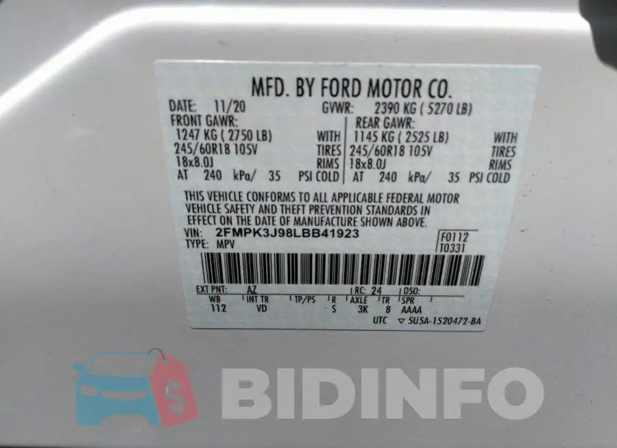 2FMPK3J98LBB41923 Photo# 9