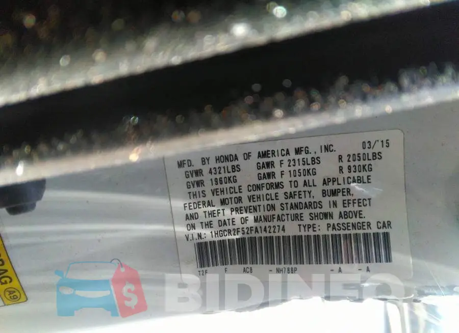 1HGCR2F52FA142274 Photo# 9