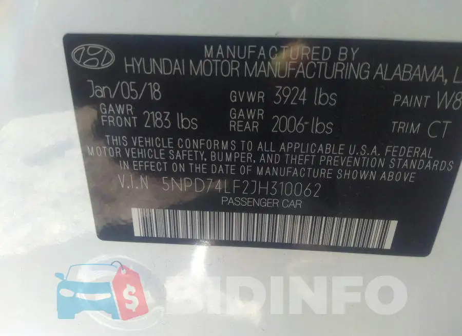 5NPD74LF2JH310062 Photo# 9