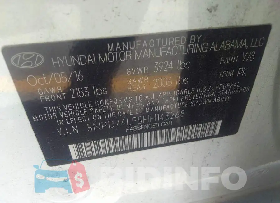 5NPD74LF5HH143268 Photo# 9