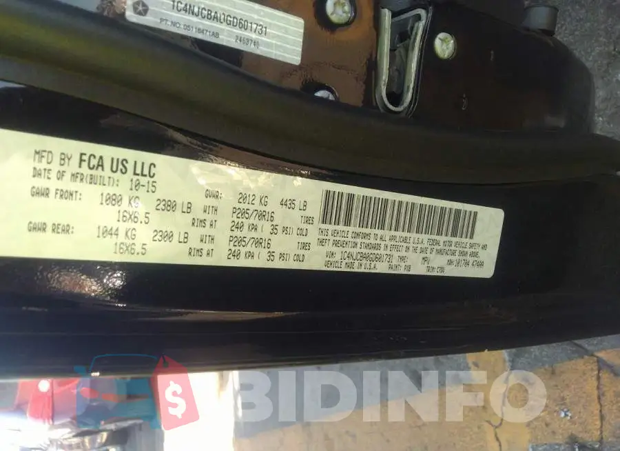 1C4NJCBA0GD601731 Photo# 9