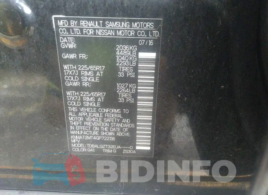KNMAT2MT4GP722116 Photo# 9
