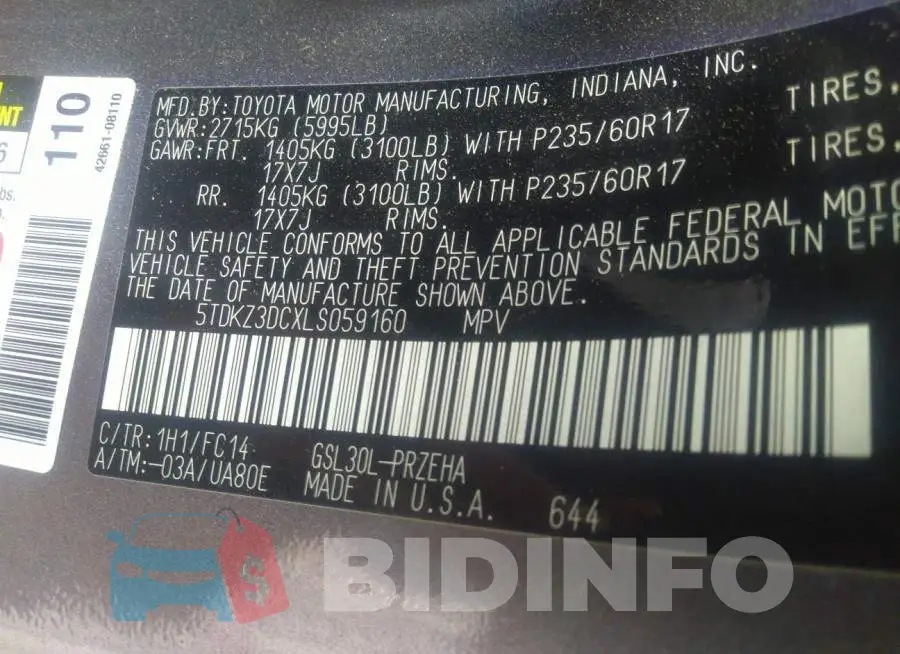 5TDKZ3DCXLS059160 Photo# 9