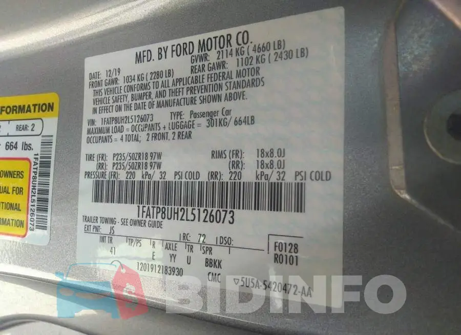 1FATP8UH2L5126073 Photo# 9