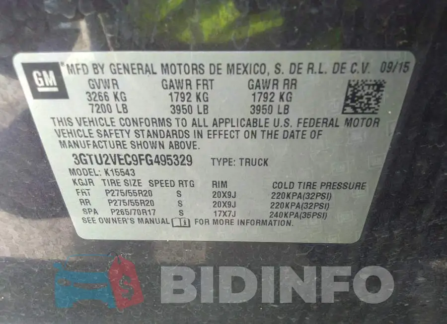 3GTU2VEC9FG495329 Photo# 9