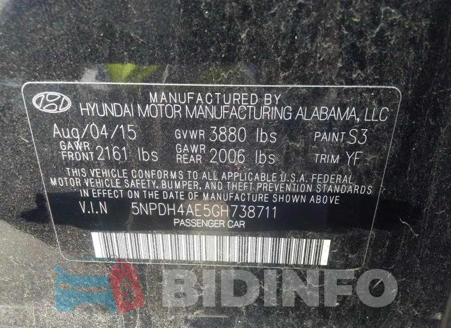 5NPDH4AE5GH738711 Photo# 9