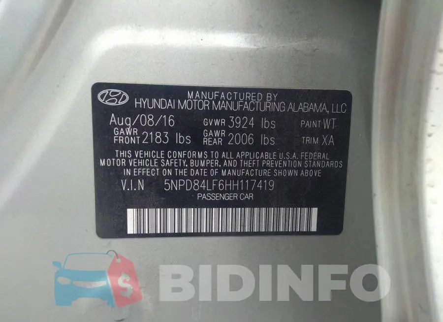 5NPD84LF6HH117419 Photo# 9