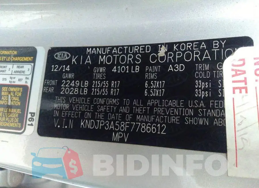 KNDJP3A58F7786612 Photo# 9
