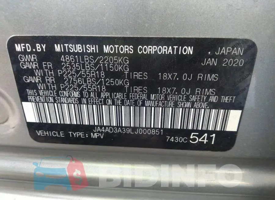 JA4AD3A39LJ000851 Photo# 9