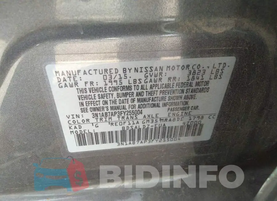 3N1AB7AP3FY255004 Photo# 9