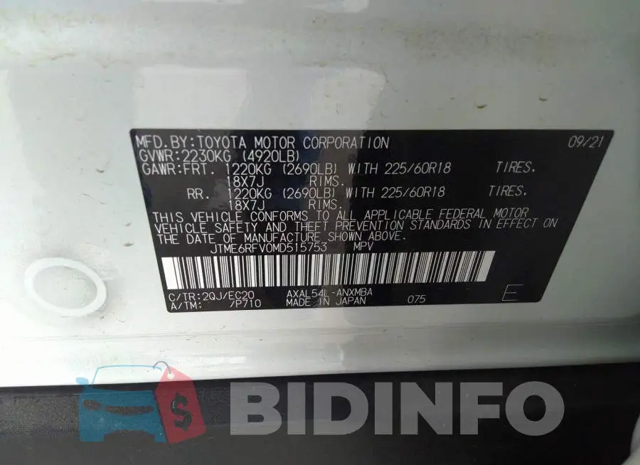 JTME6RFV0MD515753 Photo# 9