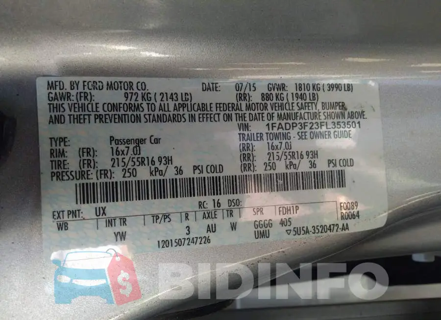 1FADP3F23FL353501 Photo# 9