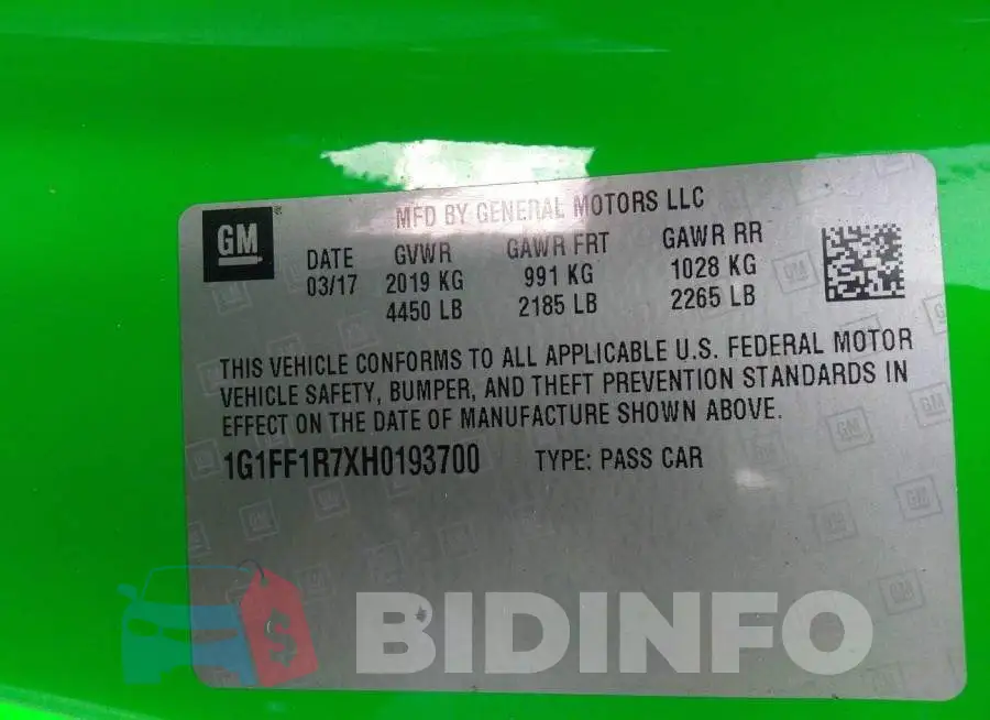 1G1FF1R7XH0193700 Photo# 9
