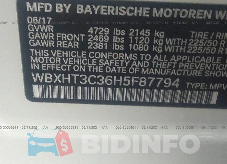 WBXHT3C36H5F87794 Photo# 9